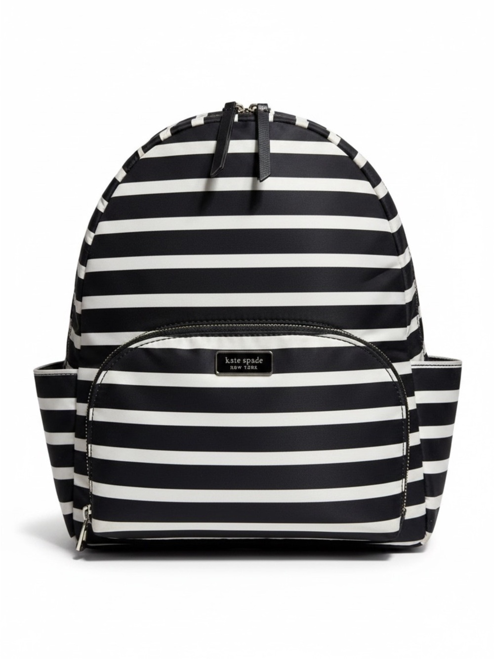 kate spade Black and White Striped Nylon Backpack